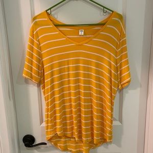 Old Navy yellow and white striped shirt